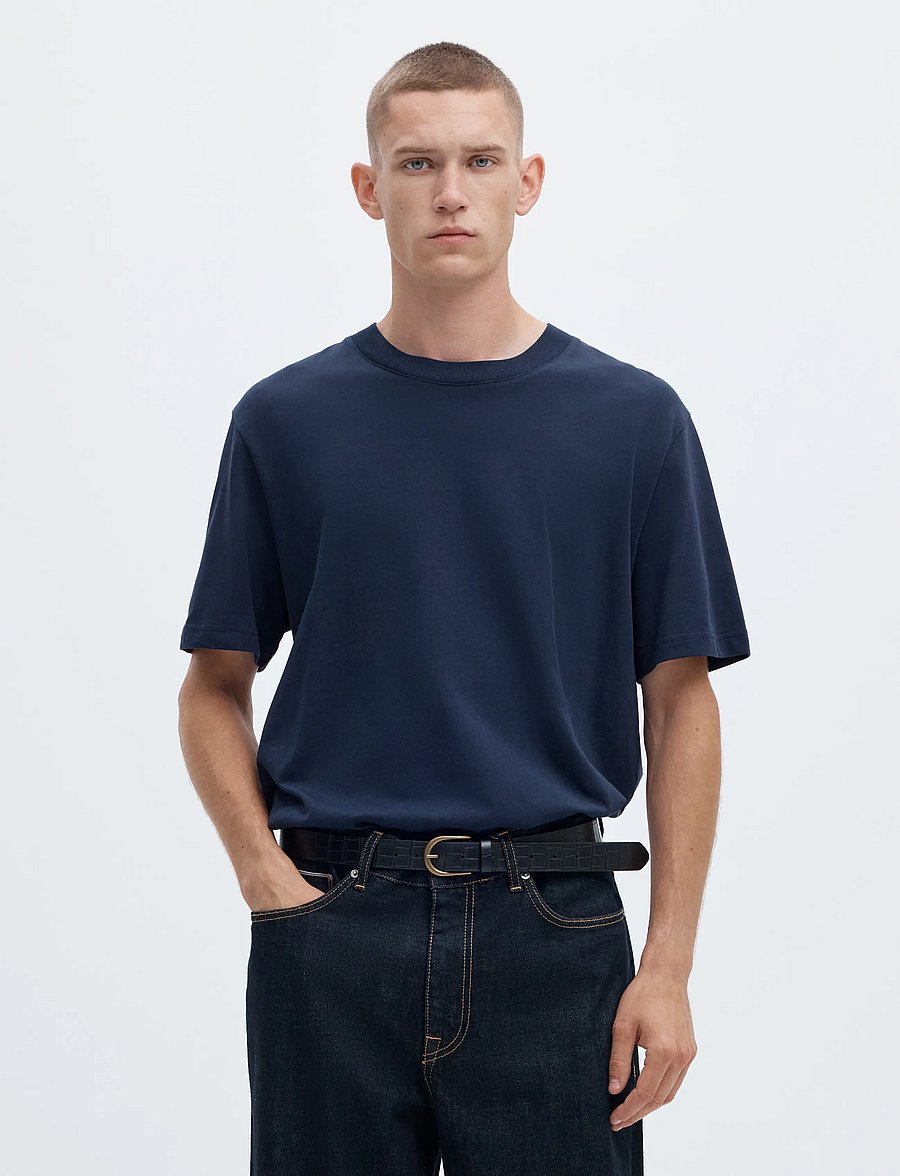 Selected - SLMCOLMAN SS O-NECK TEE NOOS - kurzärmelige t-shirts - navy blazer - 0