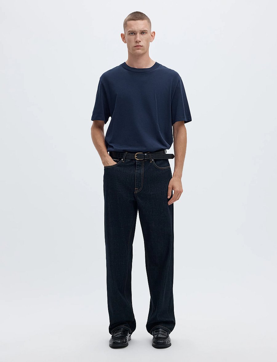 Selected - SLMCOLMAN SS O-NECK TEE NOOS - kurzärmelige t-shirts - navy blazer - 4