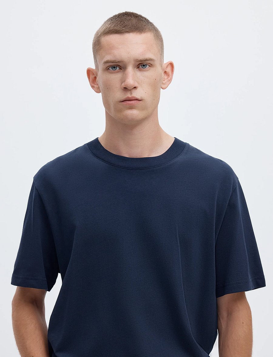 Selected - SLMCOLMAN SS O-NECK TEE NOOS - kurzärmelige t-shirts - navy blazer - 5