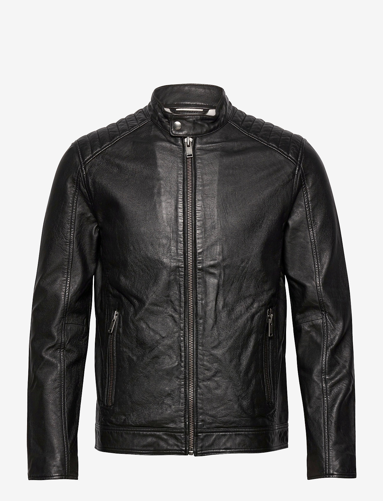 Selected Homme - SLHICONIC RACER LEATHER JKT W - black - 0