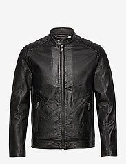 Selected Homme - SLHICONIC RACER LEATHER JKT W - black - 0