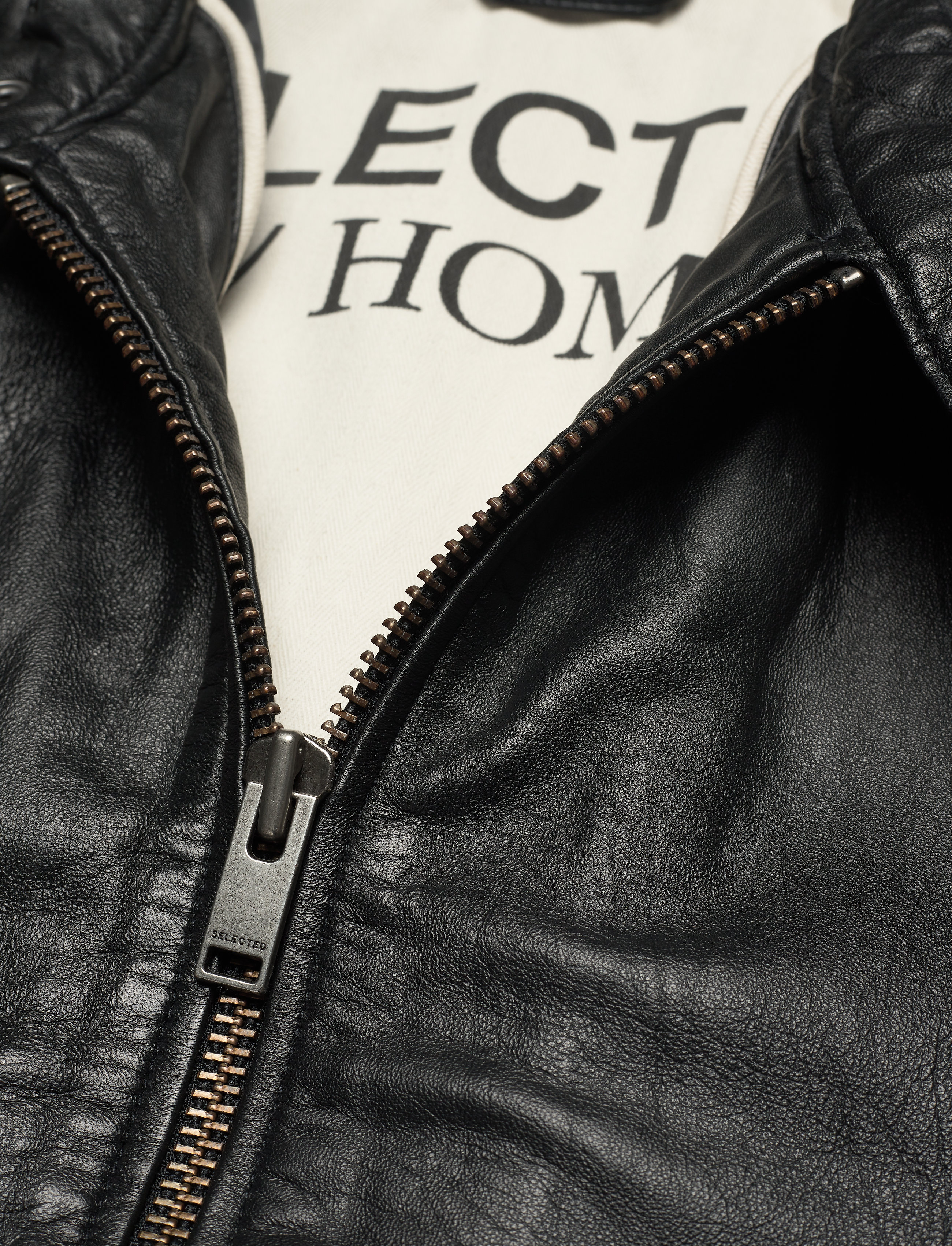 Selected Homme - SLHICONIC RACER LEATHER JKT W - black - 2