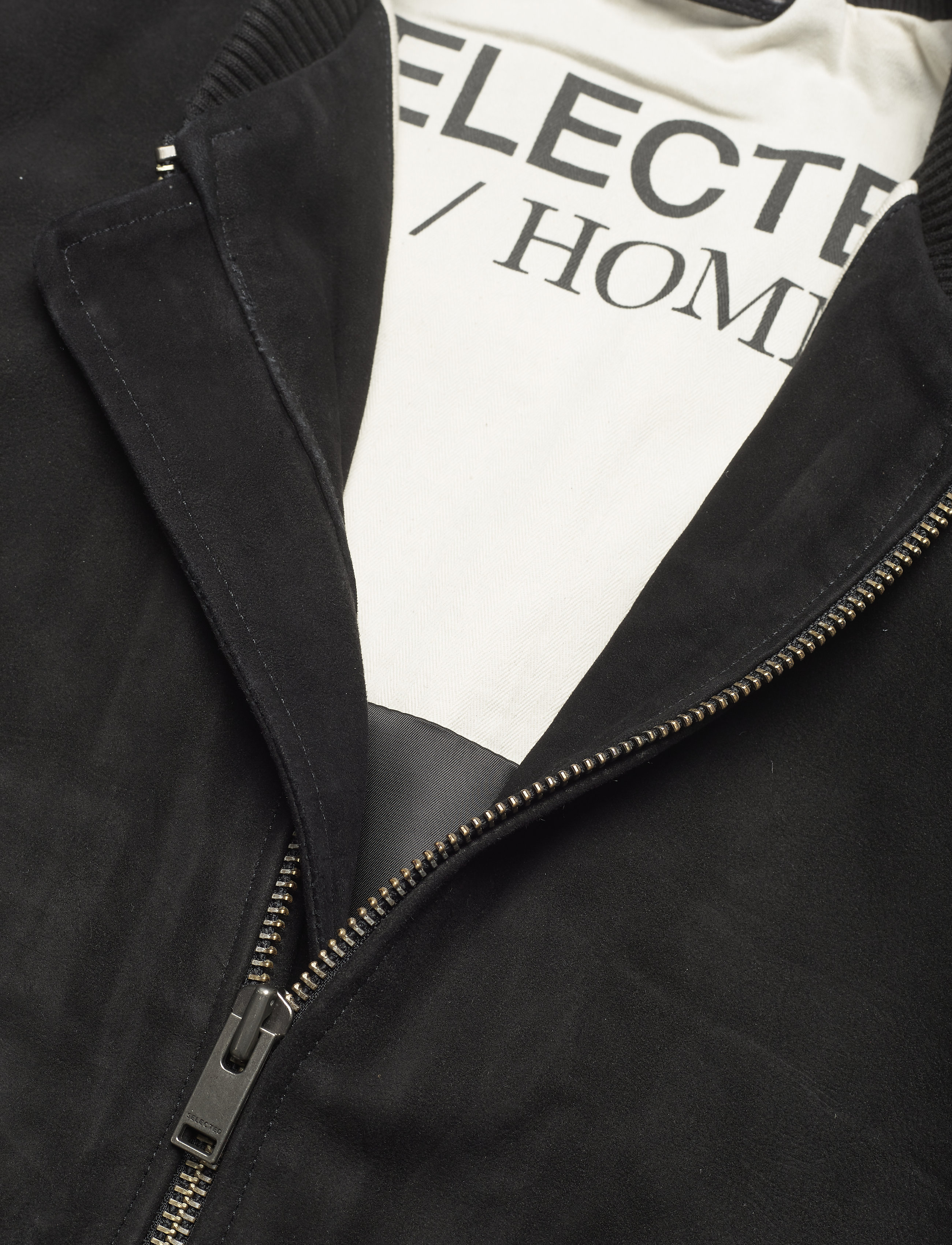 Selected Homme - SLHICONIC BOMBER SUEDE JKT W - black - 2