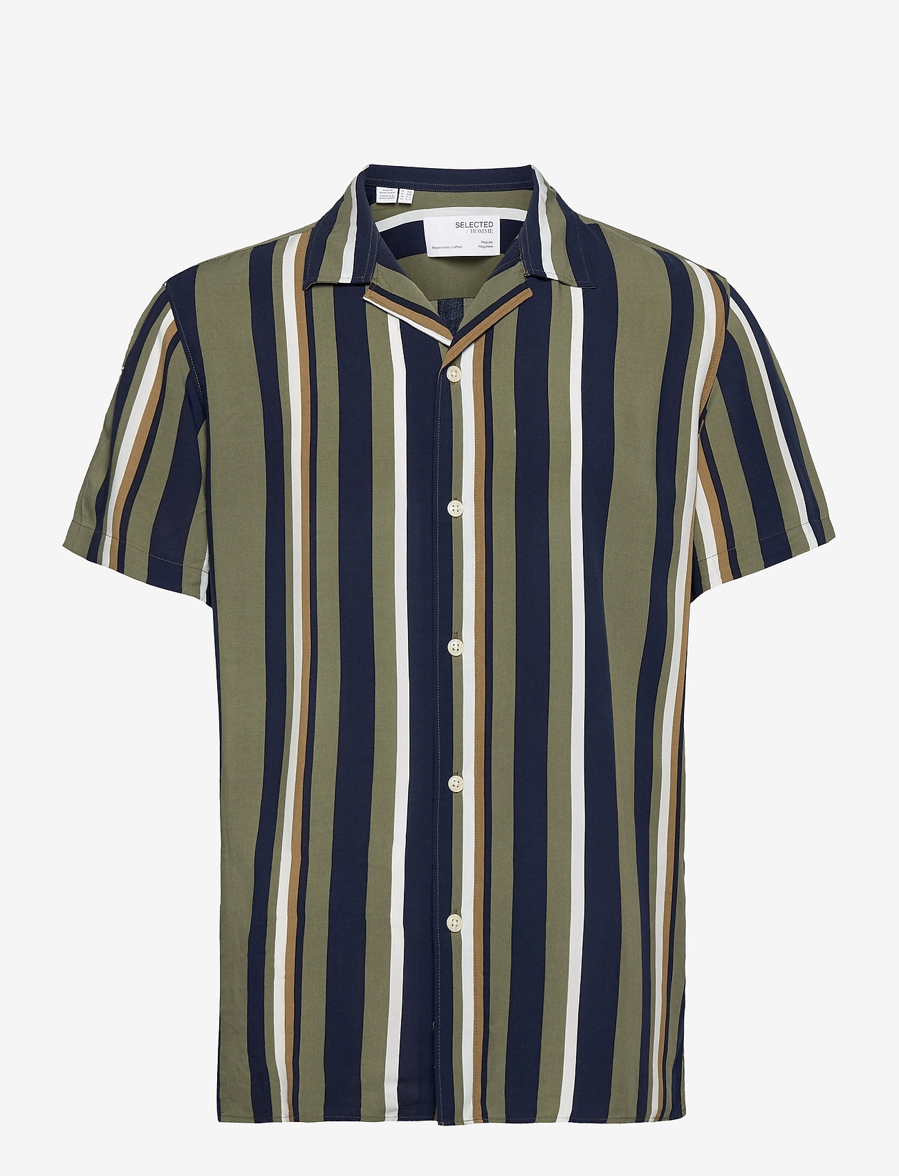 Selected Homme - SLHREGMICHAEL SHIRT SS STRIPES W - aloe - 0