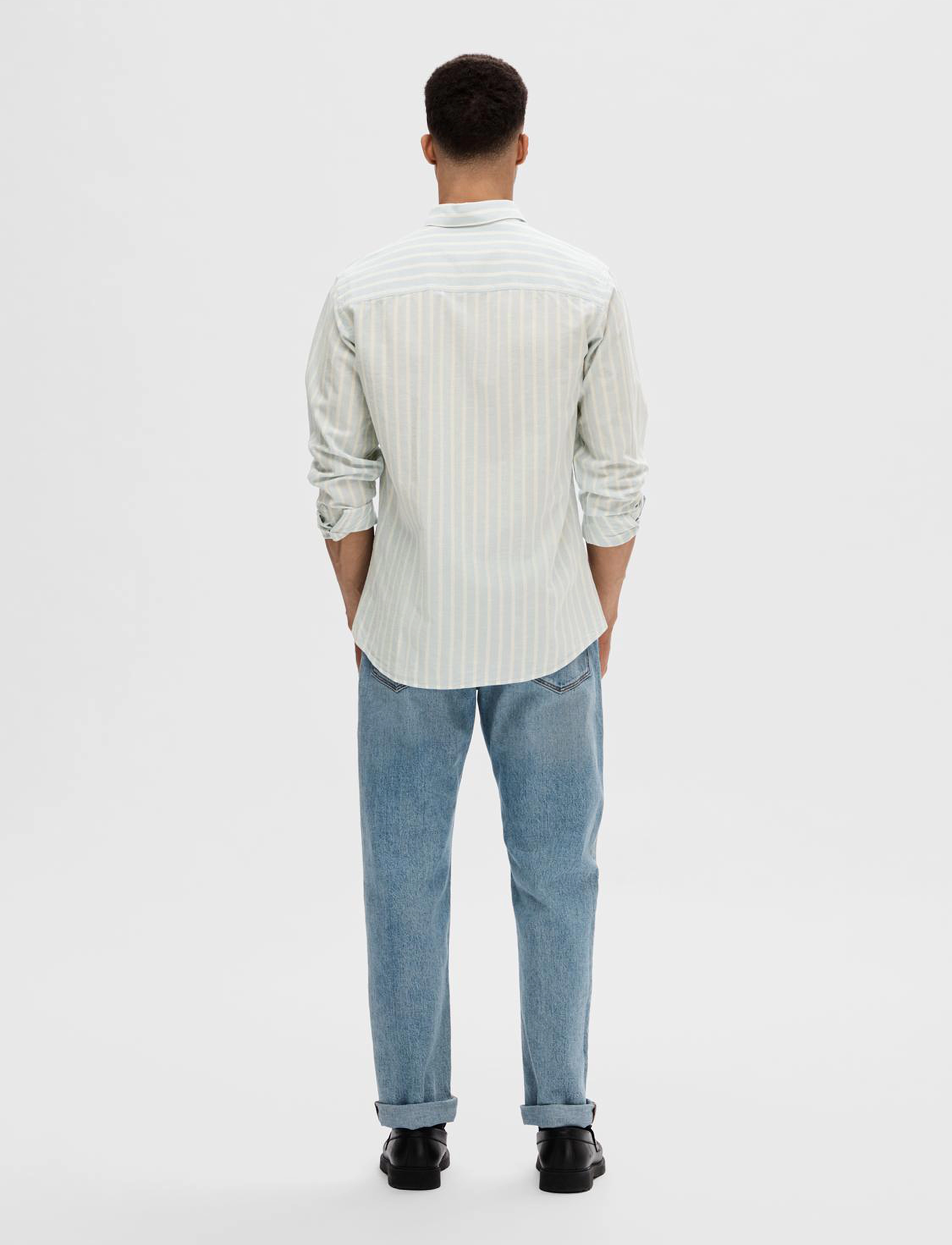 Selected - SLHSLIMNEW-LINEN SHIRT LS W - cashmere blue - 2