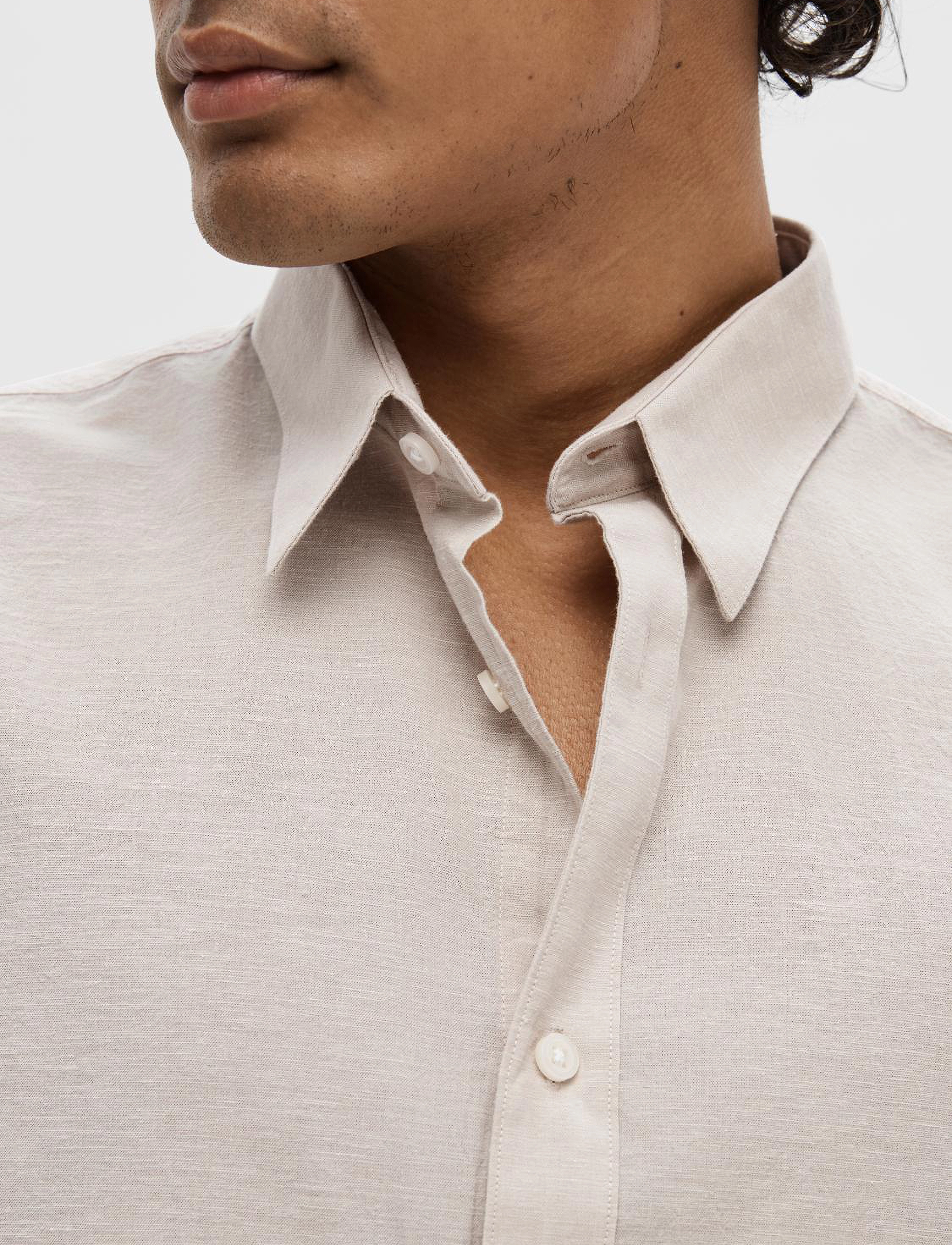 Selected - SLHSLIMNEW-LINEN SHIRT LS W - pure cashmere - 4