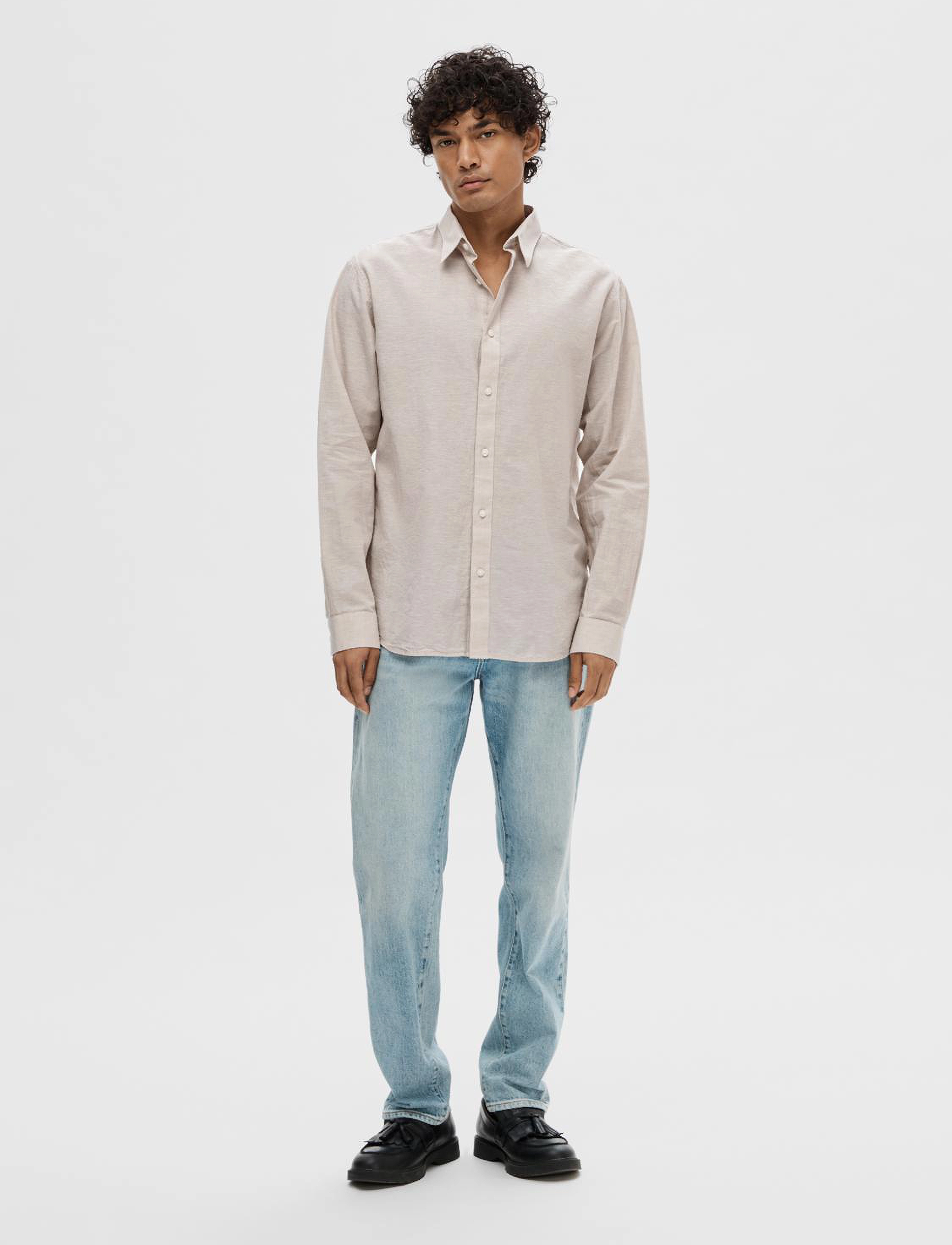 Selected - SLHSLIMNEW-LINEN SHIRT LS W - pure cashmere - 5