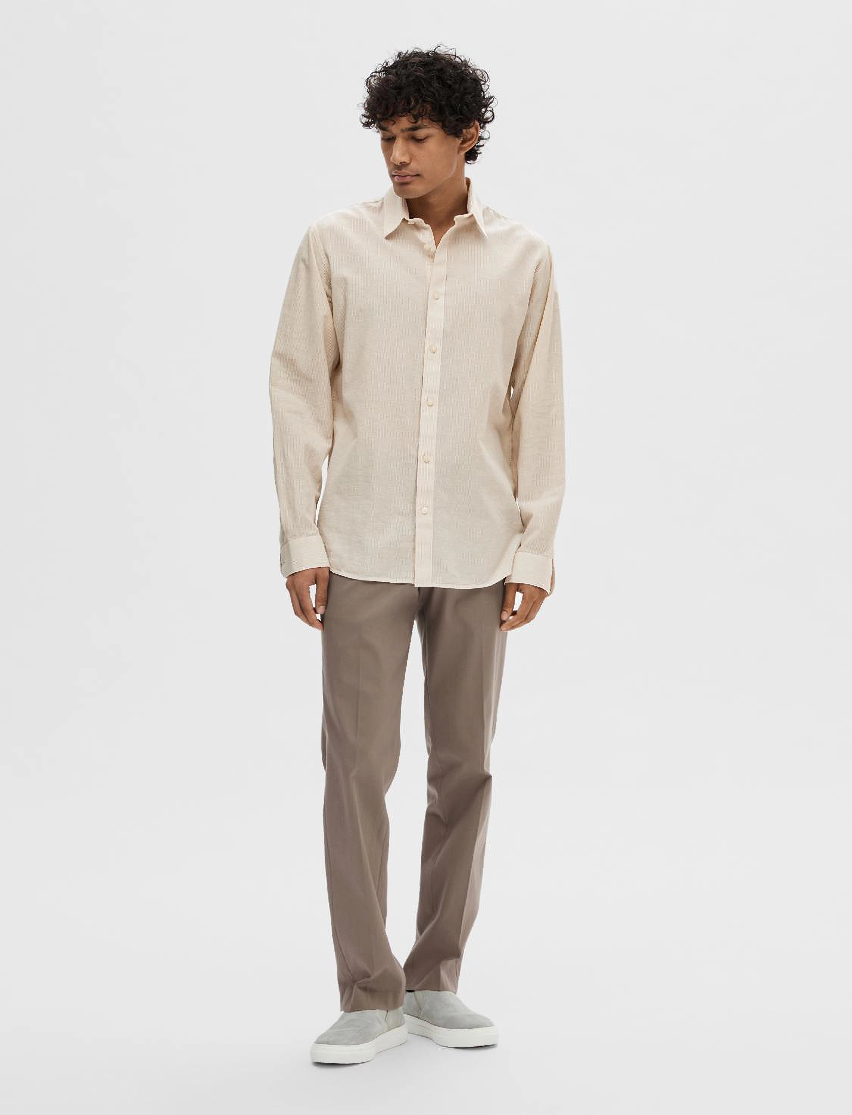 Selected - SLHSLIMNEW-LINEN SHIRT LS W - pure cashmere - 3