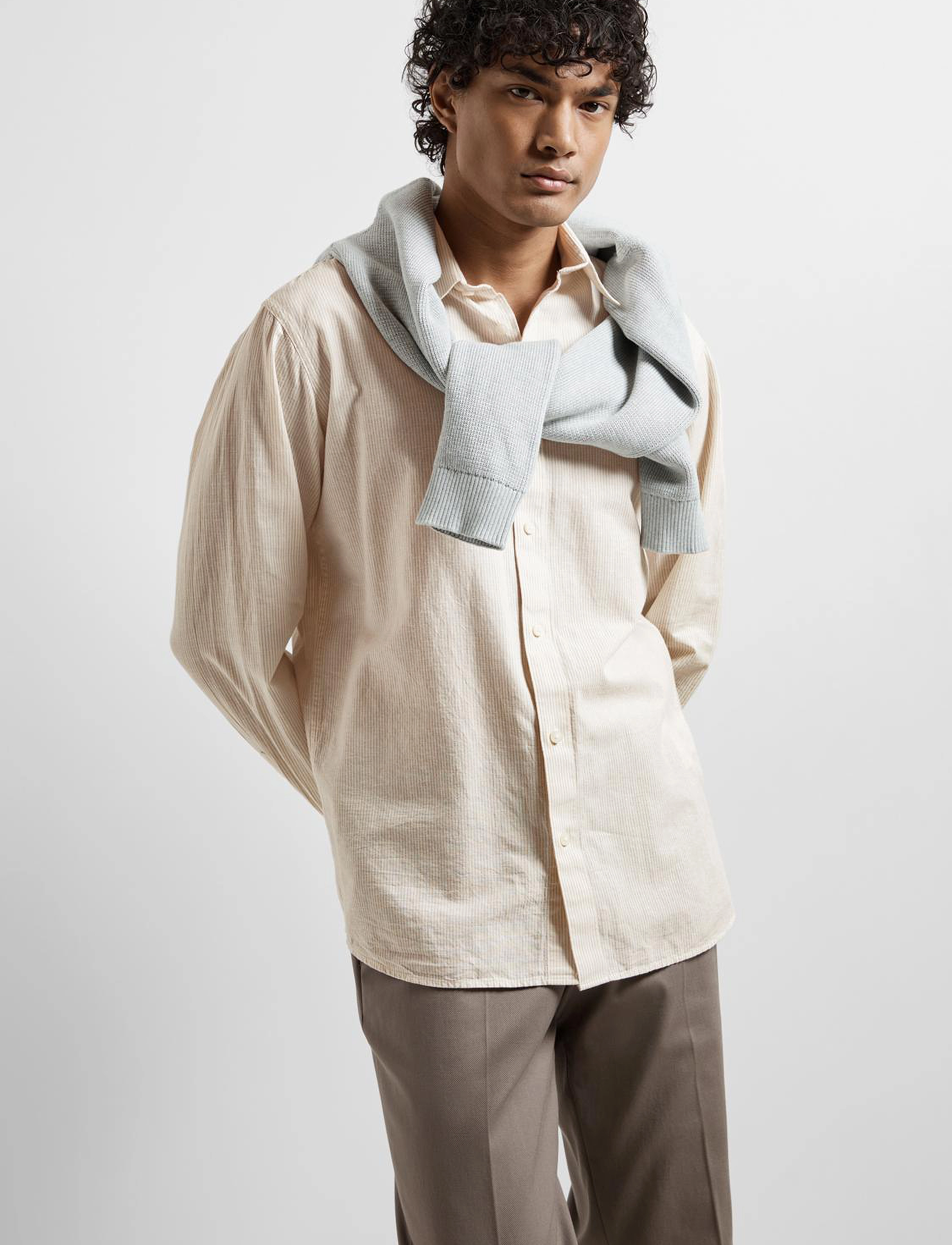 Selected - SLHSLIMNEW-LINEN SHIRT LS W - pure cashmere - 5