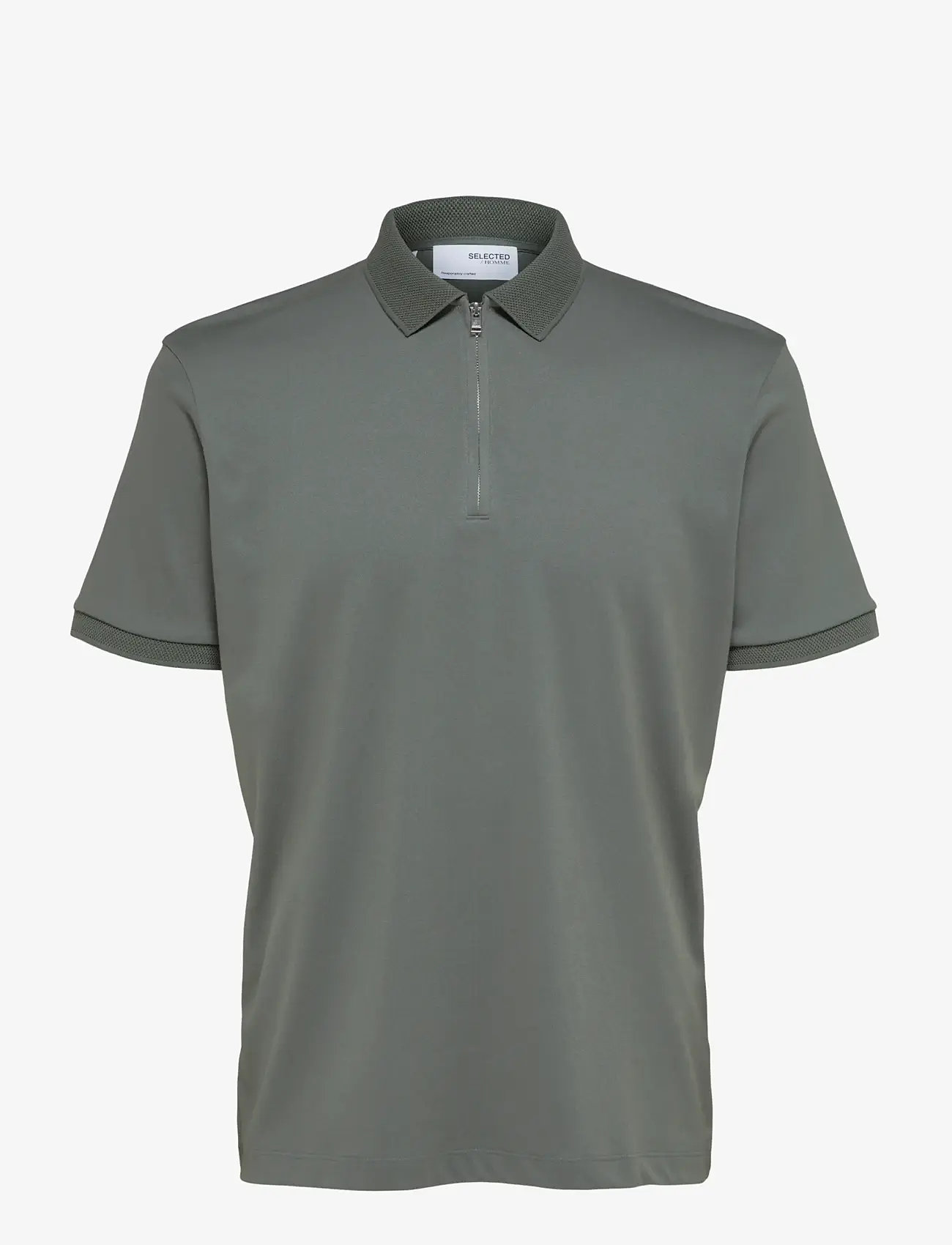 Selected - SLHFAVE ZIP SS POLO NOOS - lühikeste varrukatega polod - agave green - 1
