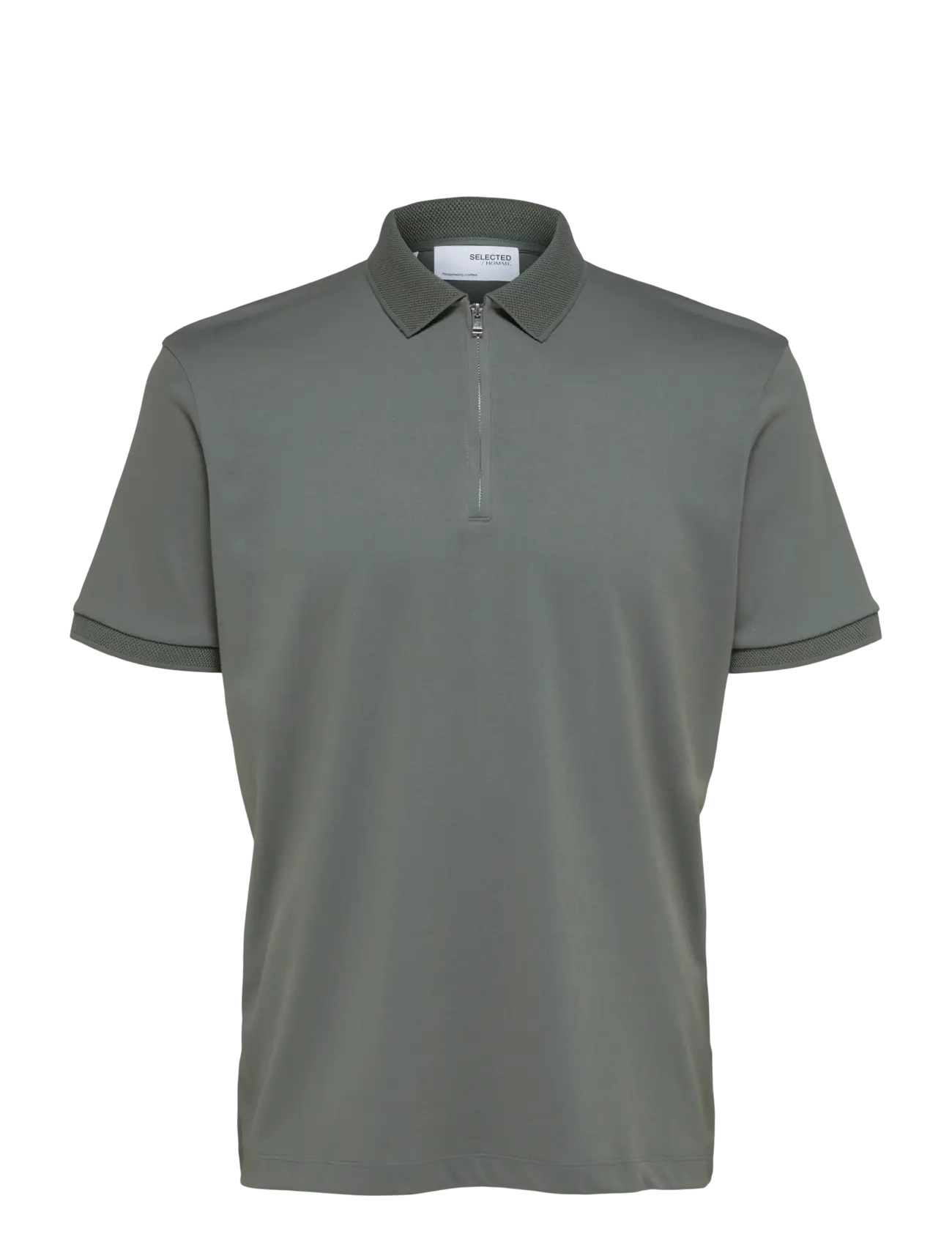 SLHFAVE ZIP SS POLO - AGAVE GREEN