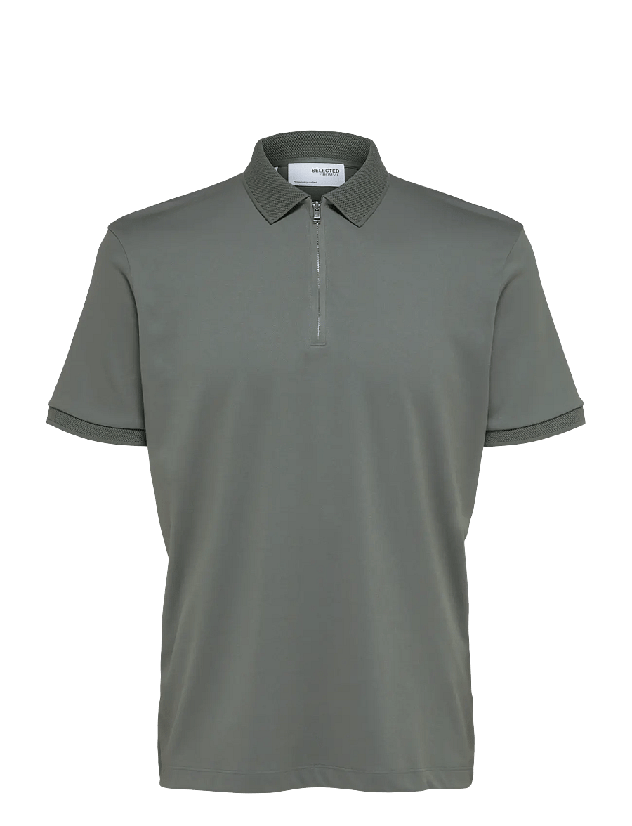 Selected - SLMFAVE ZIP SS POLO NOOS - kurzärmelig - agave green - 1