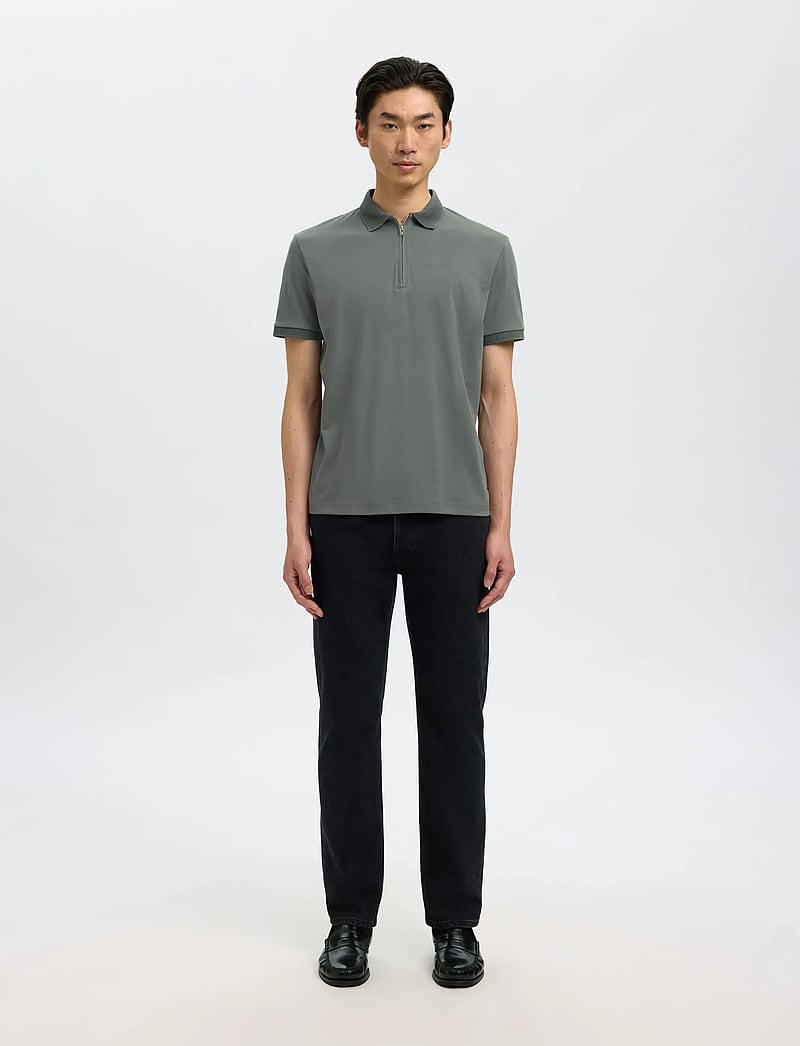 Selected - SLHFAVE ZIP SS POLO NOOS - kurzärmelig - agave green - 3