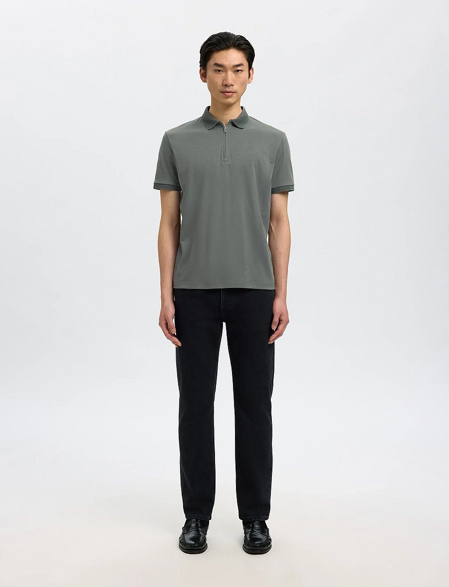 Selected - SLMFAVE ZIP SS POLO NOOS - kurzärmelig - agave green - 3