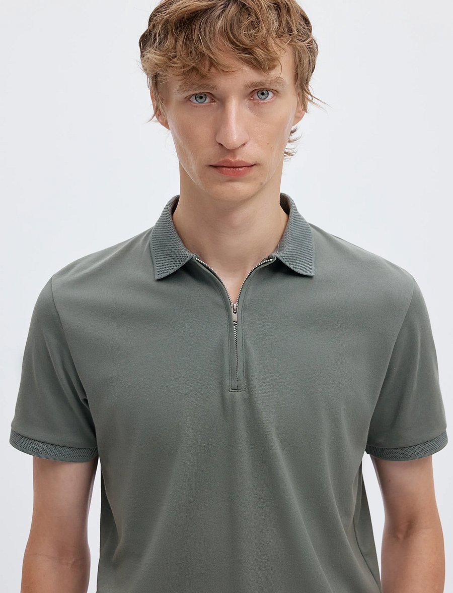 Selected - SLMFAVE ZIP SS POLO NOOS - kurzärmelig - agave green - 4