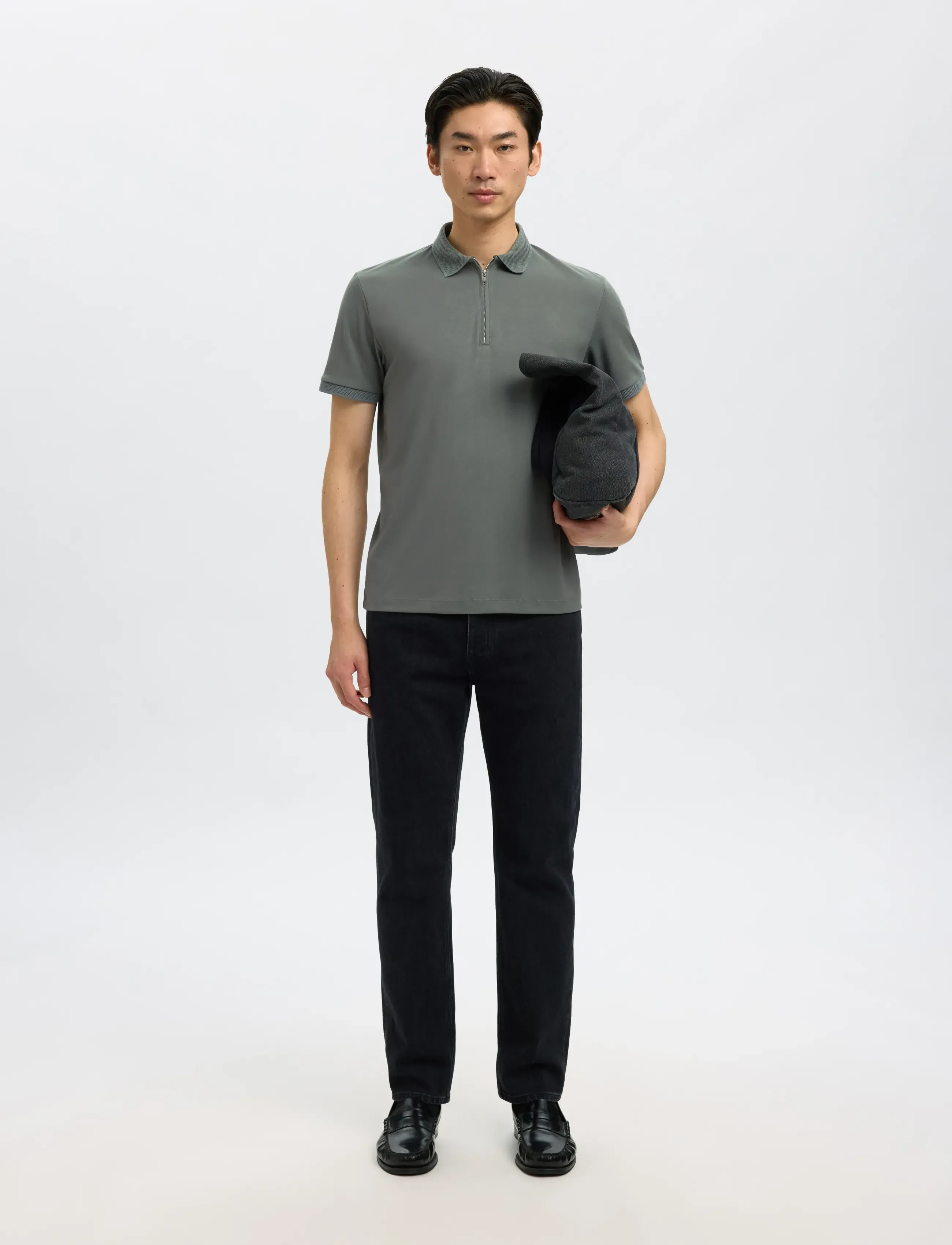 Selected - SLMFAVE ZIP SS POLO NOOS - lühikeste varrukatega polod - agave green - 5