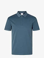SLHFAVE ZIP SS POLO NOOS - BERING SEA