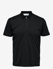 SLHFAVE ZIP SS POLO NOOS - BLACK
