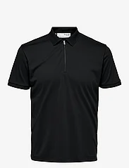 Selected Homme - SLHFAVE ZIP SS POLO NOOS - najniższe ceny - black - 0