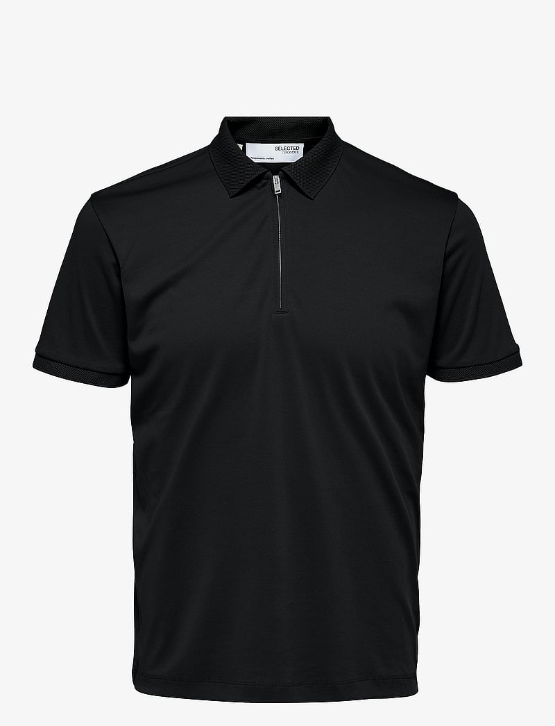 Selected - SLMFAVE ZIP SS POLO NOOS - kurzärmelig - black - 1