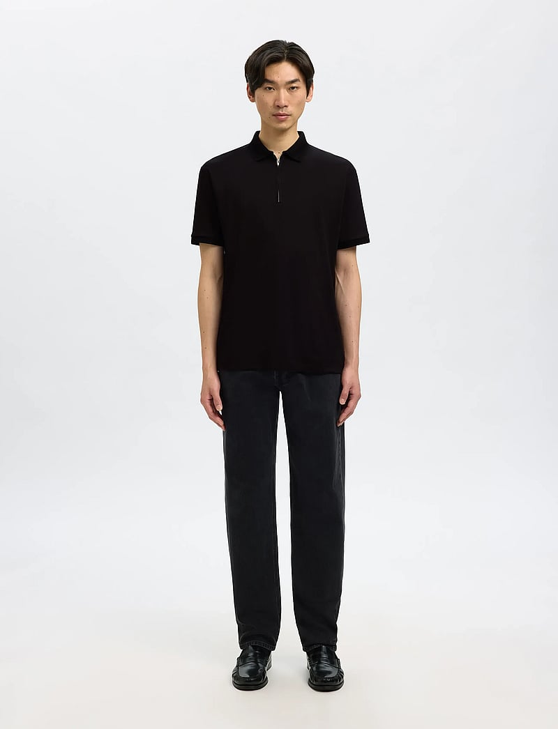 Selected - SLMFAVE ZIP SS POLO NOOS - kurzärmelig - black - 4