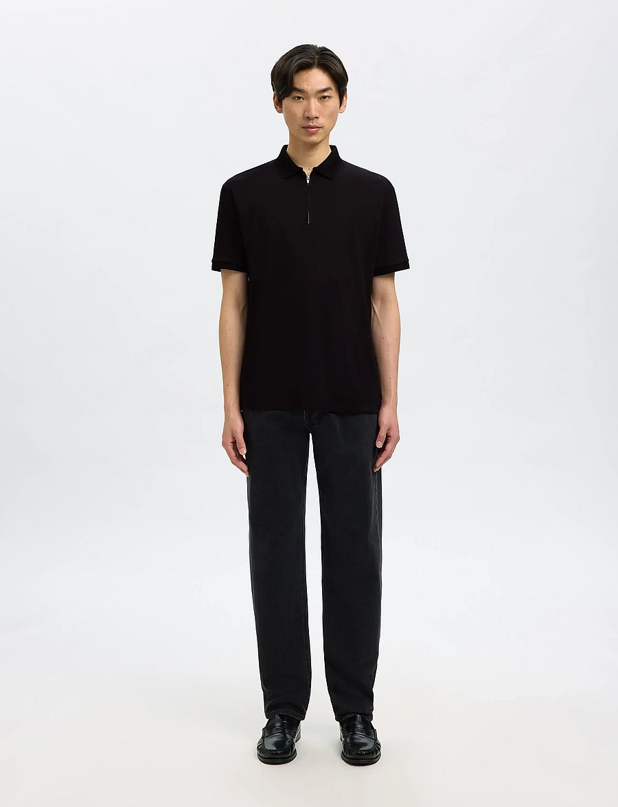 Selected - SLMFAVE ZIP SS POLO NOOS - kurzärmelig - black - 4