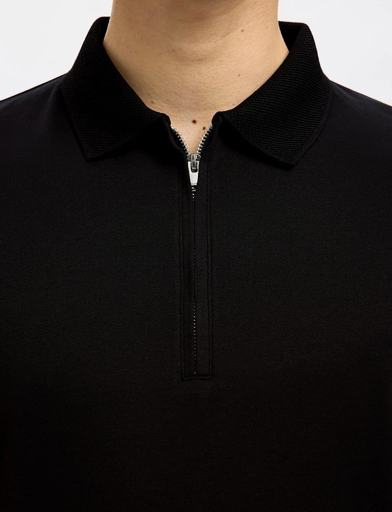 Selected - SLMFAVE ZIP SS POLO NOOS - kurzärmelig - black - 5