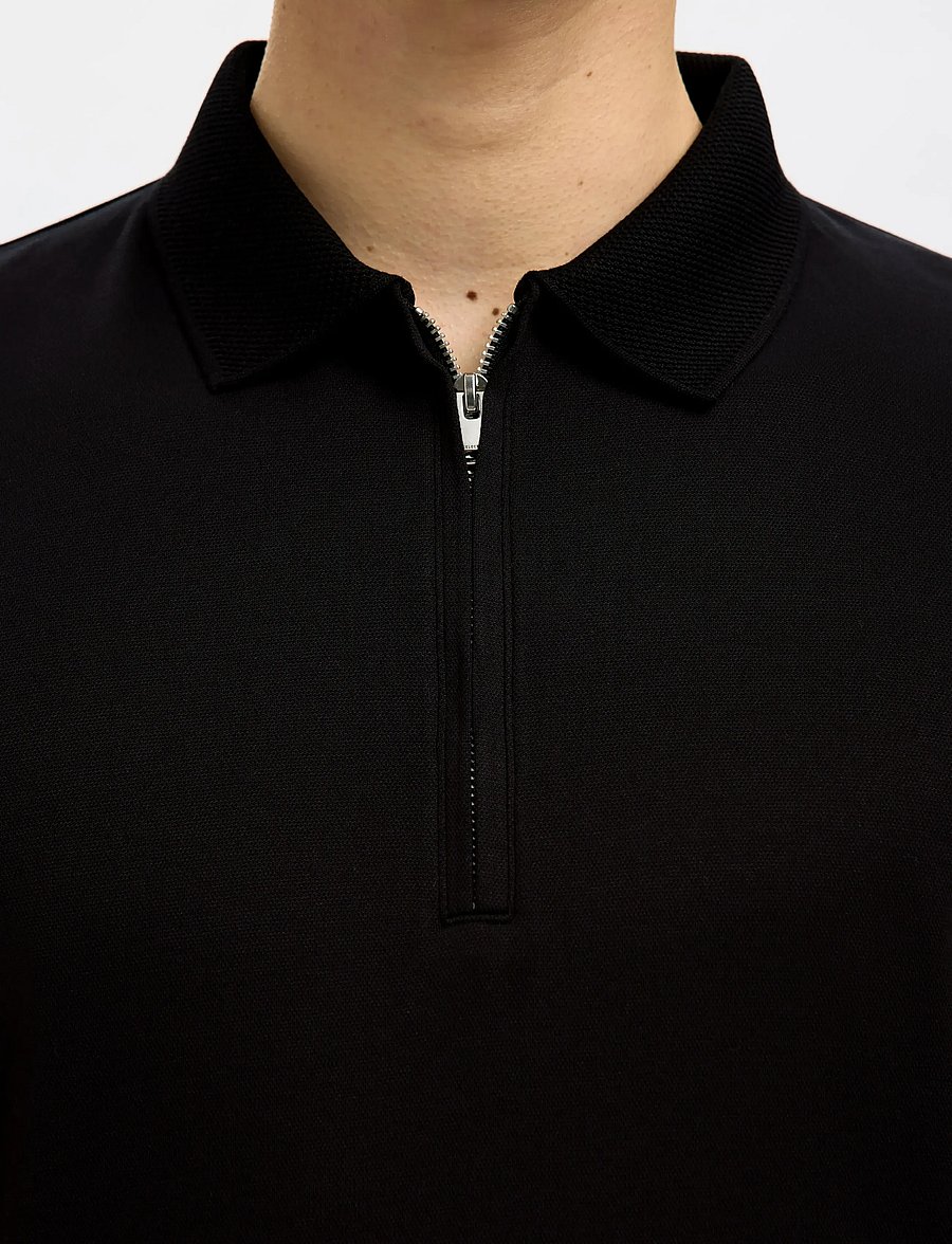 Selected - SLMFAVE ZIP SS POLO NOOS - kurzärmelig - black - 5