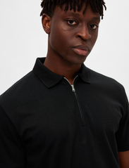 Selected Homme - SLHFAVE ZIP SS POLO NOOS - lowest prices - black - 6