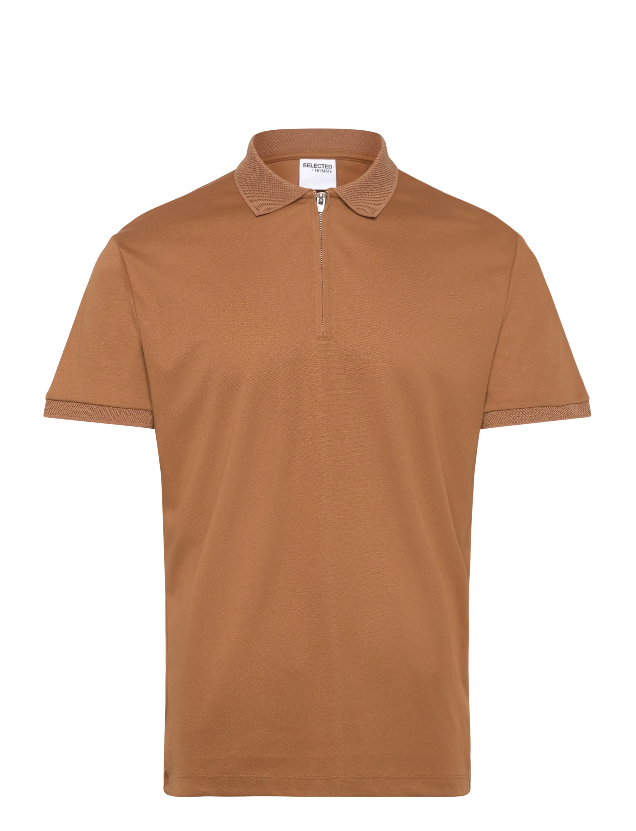 Selected SLHFAVE ZIP SS POLO NOOS - Poloer - CHIPMUNK / orange