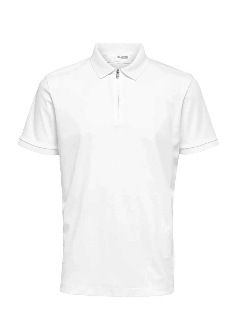 Selected - SLHFAVE ZIP SS POLO NOOS - kurzärmelig - cloud dancer - 1