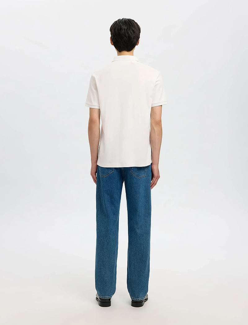 Selected - SLHFAVE ZIP SS POLO NOOS - kurzärmelig - cloud dancer - 3