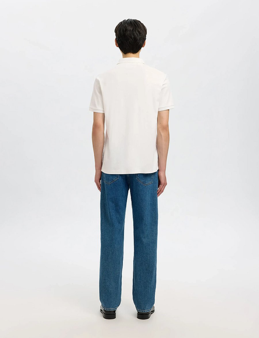 Selected - SLMFAVE ZIP SS POLO NOOS - kurzärmelig - cloud dancer - 3