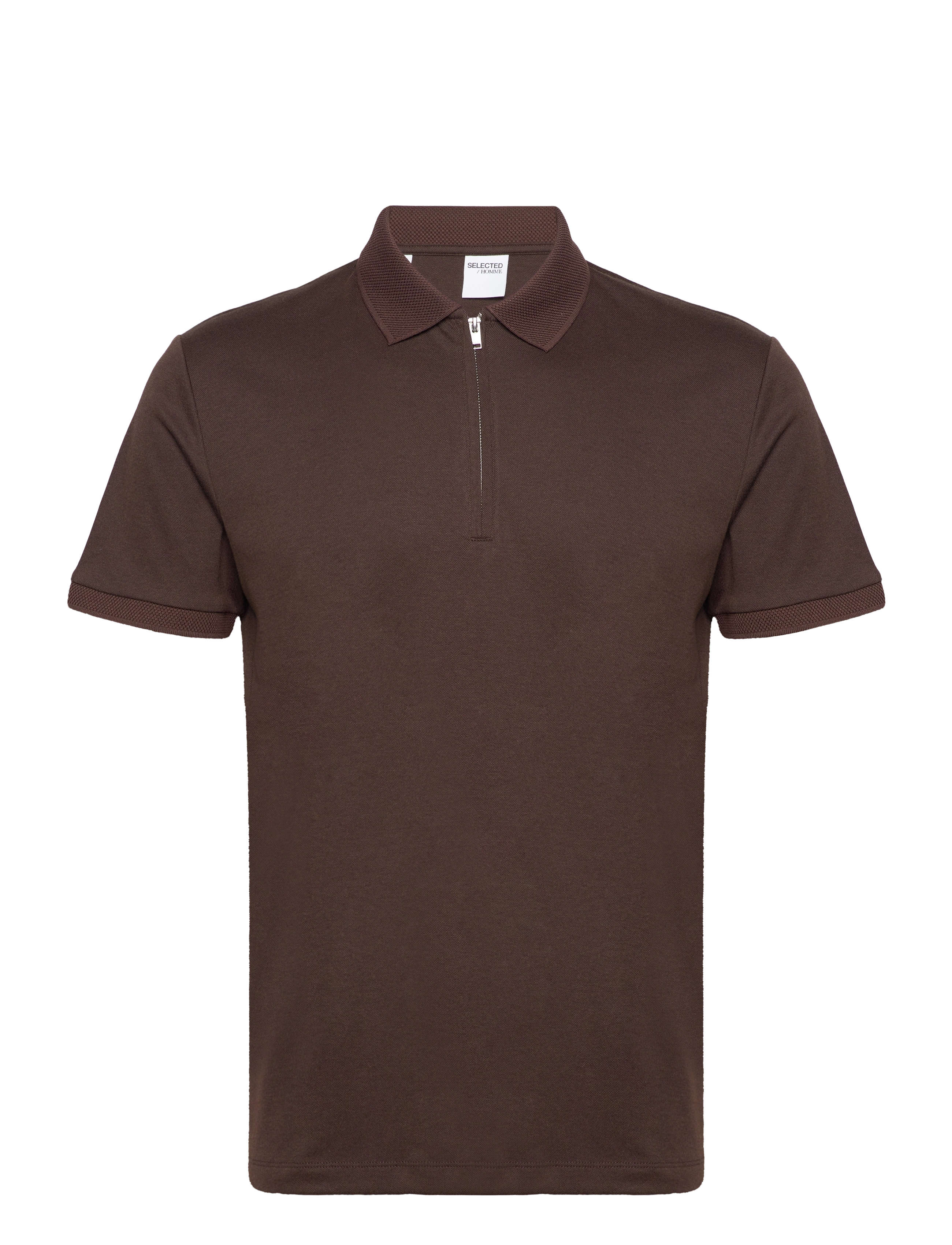Selected - SLHFAVE ZIP SS POLO - kortærmede poloer - demitasse - 1