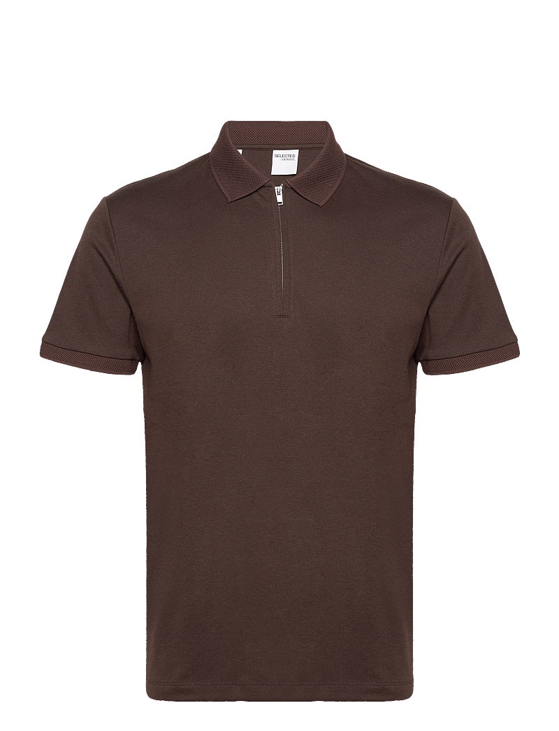 Selected - SLHFAVE ZIP SS POLO - kortärmade pikéer - demitasse - 1