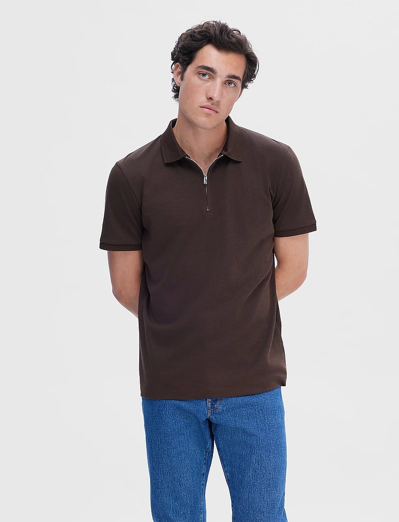 Selected - SLHFAVE ZIP SS POLO - kortärmade pikéer - demitasse - 0