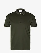 SLHFAVE ZIP SS POLO NOOS - FOREST NIGHT