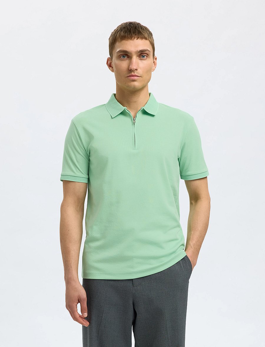 Selected - SLMFAVE ZIP SS POLO NOOS - kurzärmelig - hemlock - 0
