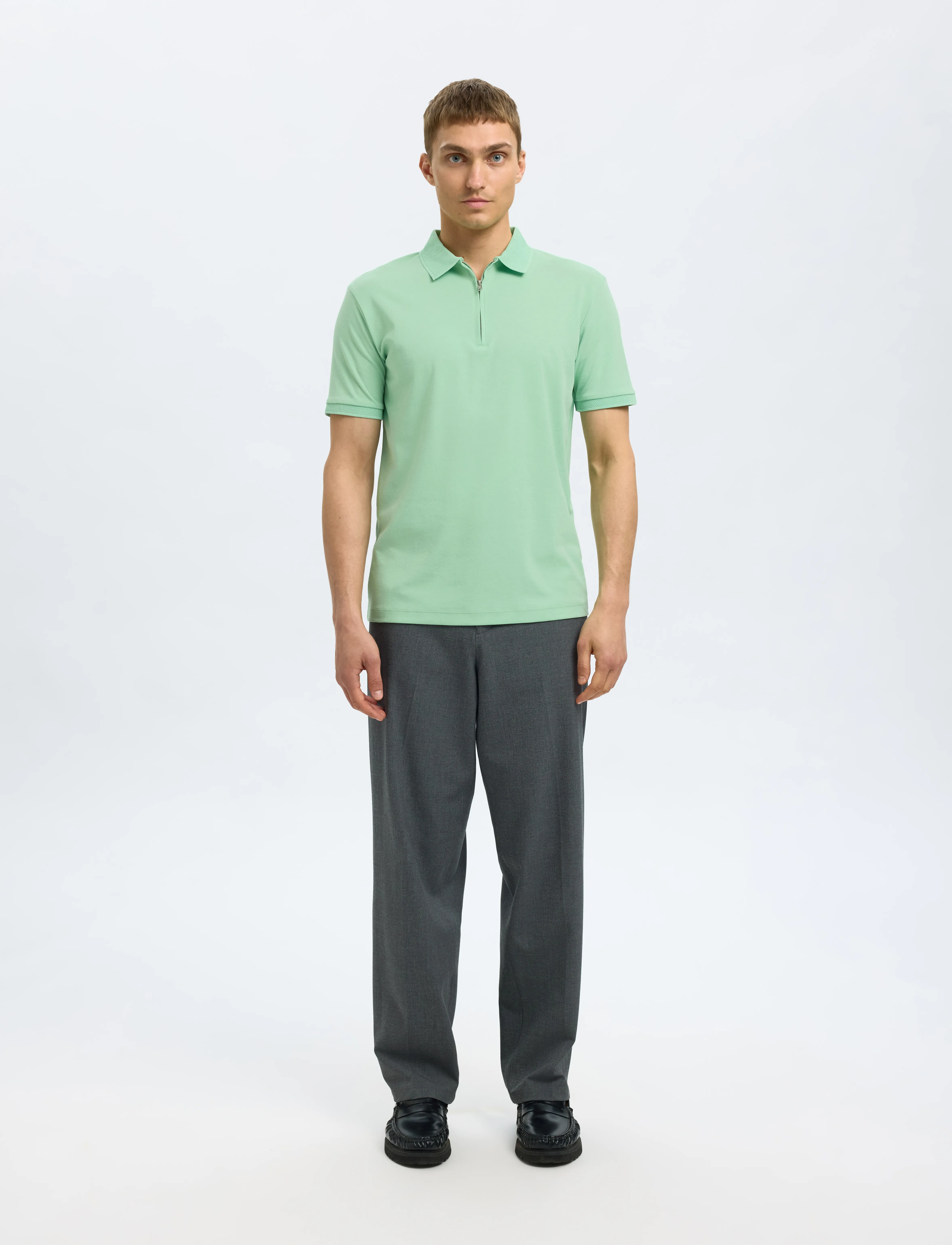 Selected - SLMFAVE ZIP SS POLO NOOS - lühikeste varrukatega polod - hemlock - 4