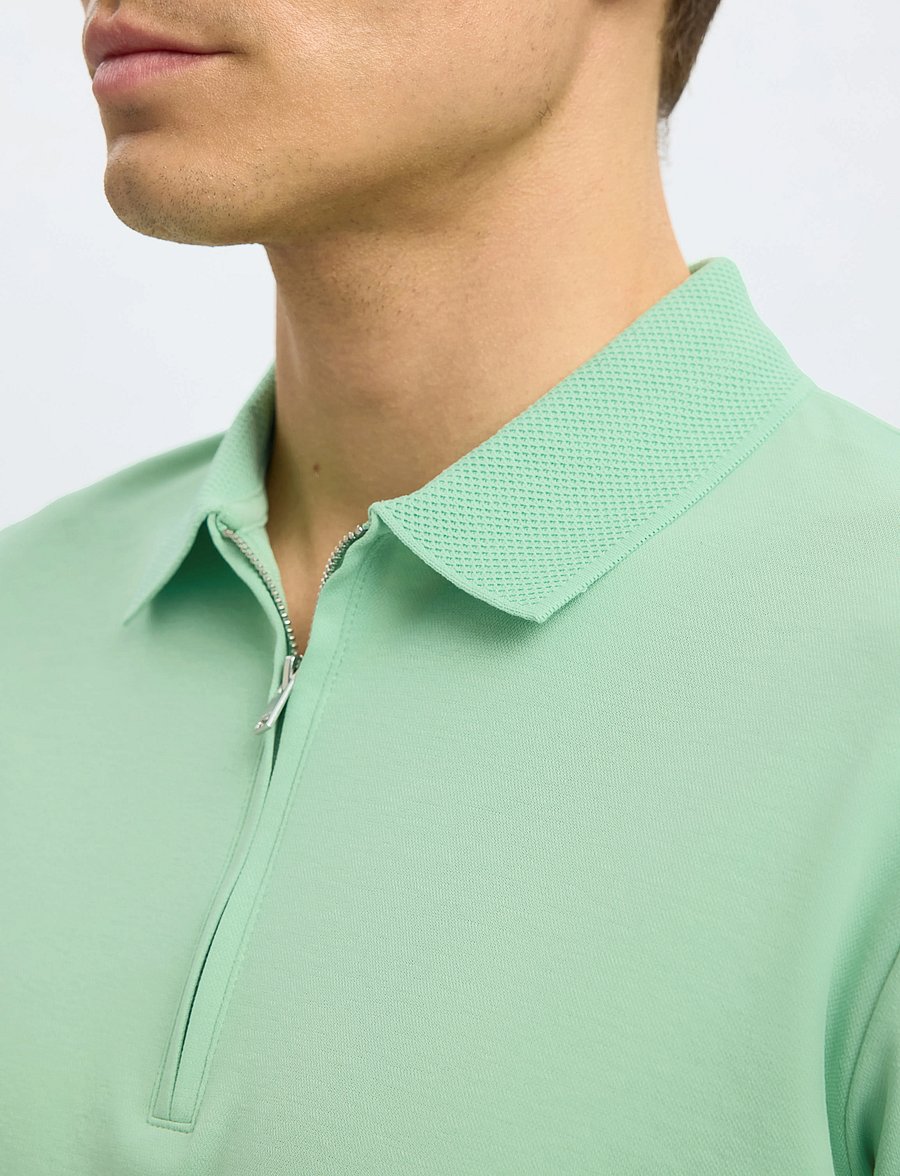 Selected - SLMFAVE ZIP SS POLO NOOS - kurzärmelig - hemlock - 5