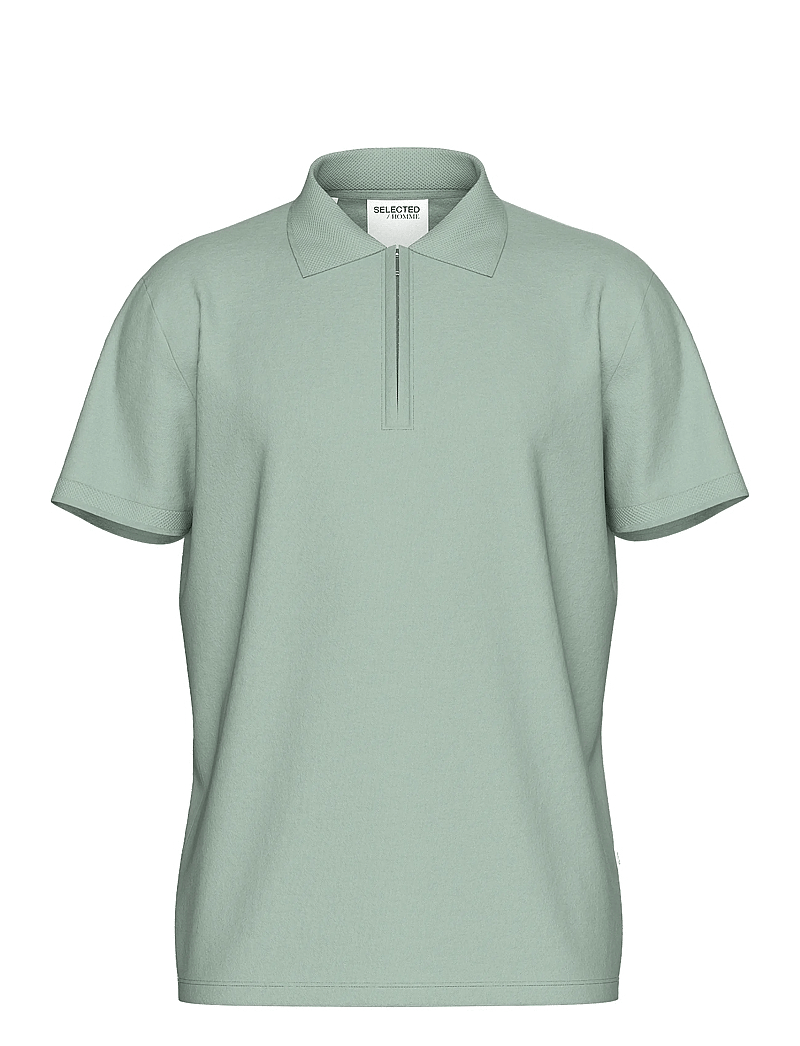 Selected - SLHFAVE ZIP SS POLO NOOS - kurzärmelig - iceberg green - 0