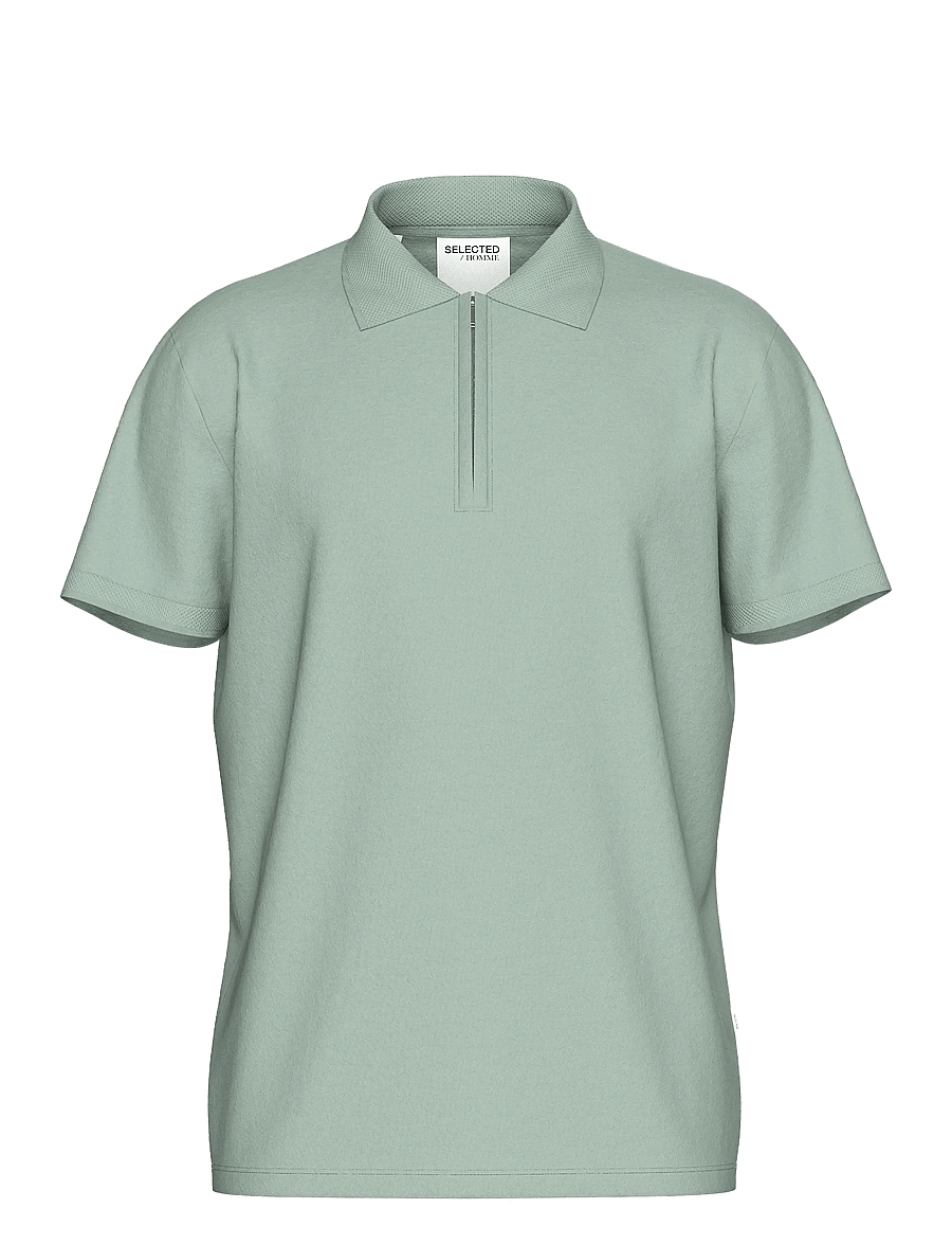 Selected - SLMFAVE ZIP SS POLO NOOS - kurzärmelig - iceberg green - 0