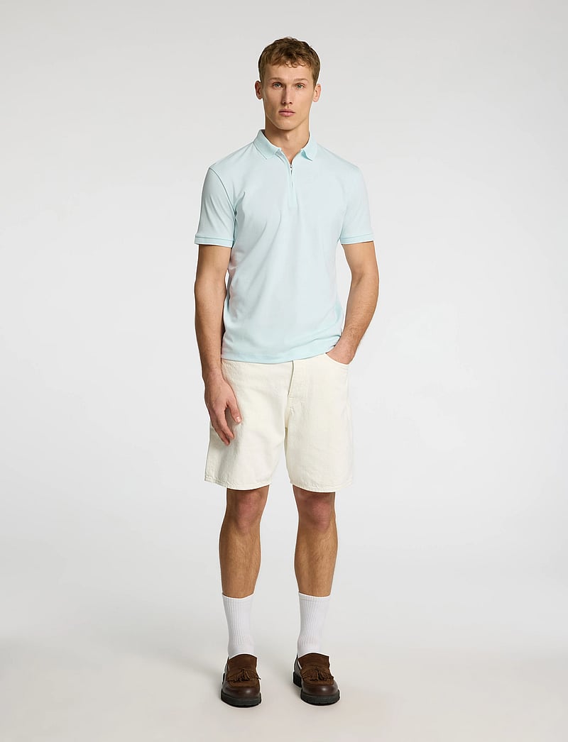 Selected - SLHFAVE ZIP SS POLO - kurzärmelig - ice melt - 4