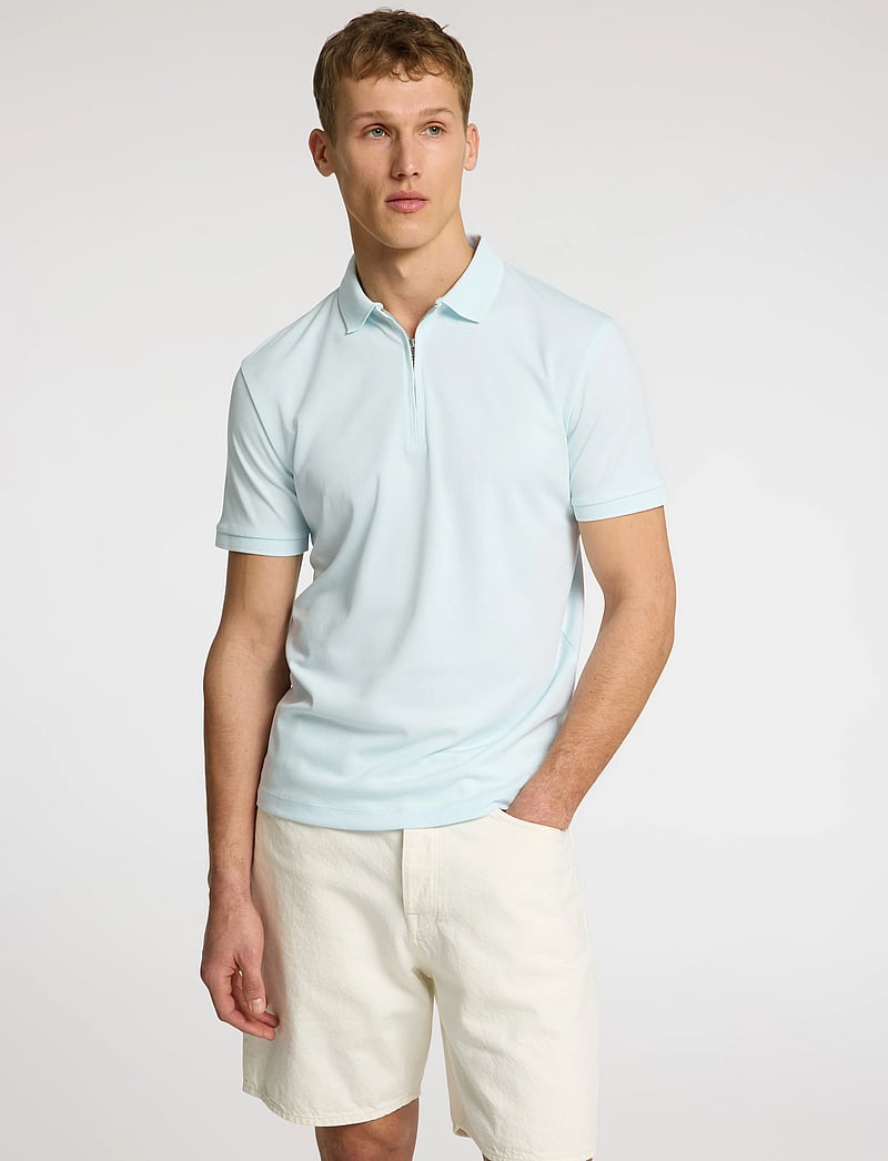 Selected - SLHFAVE ZIP SS POLO - kurzärmelig - ice melt - 5