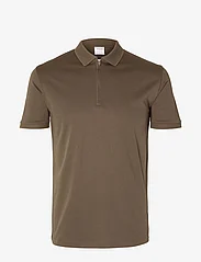 Selected Homme - SLHFAVE ZIP SS POLO NOOS - najniższe ceny - morel - 0