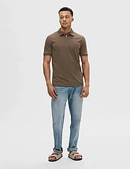 Selected Homme - SLHFAVE ZIP SS POLO NOOS - alhaisimmat hinnat - morel - 3