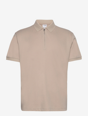 SLHFAVE ZIP SS POLO NOOS - OATMEAL