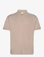 Selected Homme - SLHFAVE ZIP SS POLO NOOS - polo shirts - oatmeal - 0