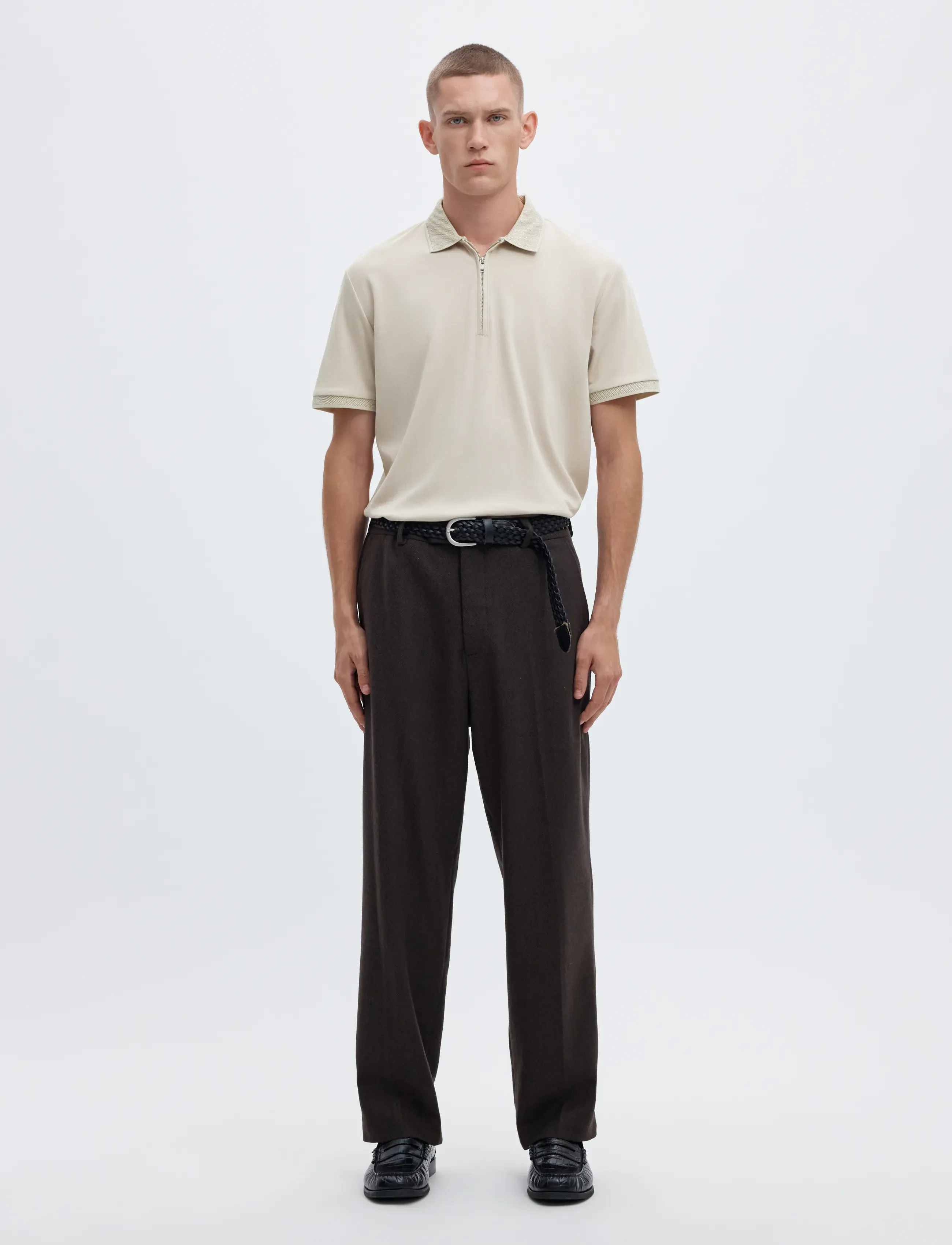 Selected - SLMFAVE ZIP SS POLO NOOS - kortærmede poloer - oatmeal - 3