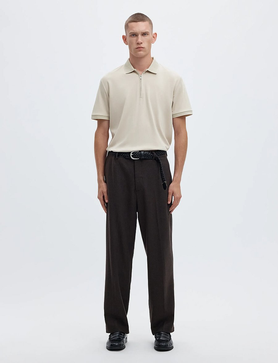 Selected - SLMFAVE ZIP SS POLO NOOS - kortærmede poloer - oatmeal - 3